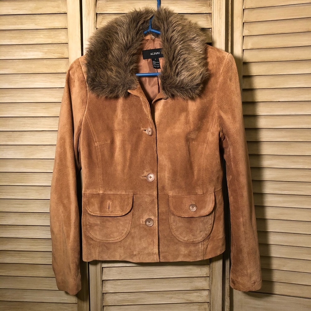 Alfani suede leather jacket/blazer size S